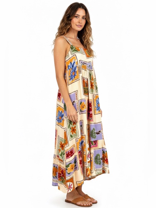 Paper Heart Dresses & Skirts - Paper Heart Anthropologie Floral Stamps Linen Blend Maxi Dress